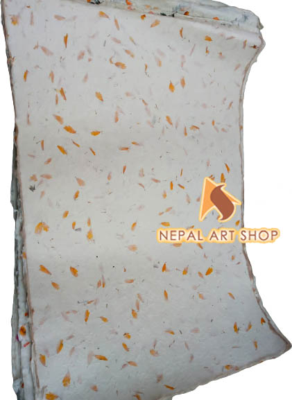 Himalaya papier, decoratief papier, handgemaakt papier, Lokta papier, Himalaya papier, 120 gsm Lokta papier, dikke Lokta papier, Marigold Petals