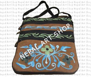 Hemp & leather crossbody bags, nepal leather crafts