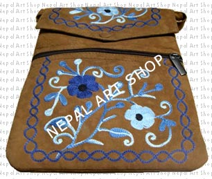 Hemp & leather crossbody bags, nepal leather crafts