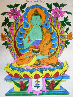 Paper painting, paper paintings, lokta paper artwork, lokta paper painting, Buddha paper painting