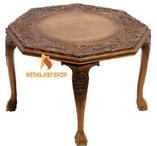 hand carved living room tables, kashmiri walnut,
wood carving, furniture, coffee table Nepal, Coffee Table designs