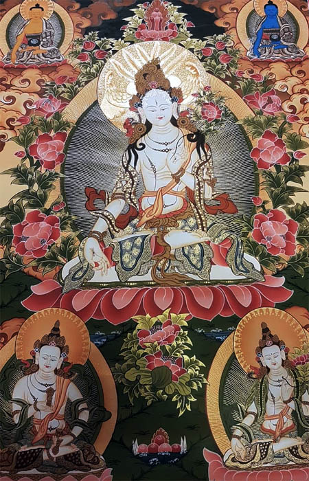 white tara, buddha tara, thangka painting, thangka art, tara mandala art, white tara thangka, white tara buddha, tara paintings, tara thangka