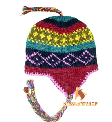 Knit Cap with Snowflake Design – Wholesale Nepal Woolen Hat Code WHAT023